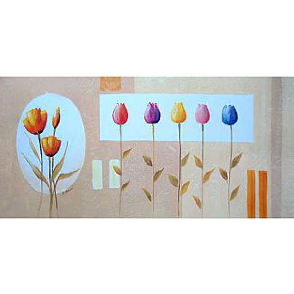 Gravura para Quadros Silhueta Flores de Tulipa - 0950011 - 100x50 Cm