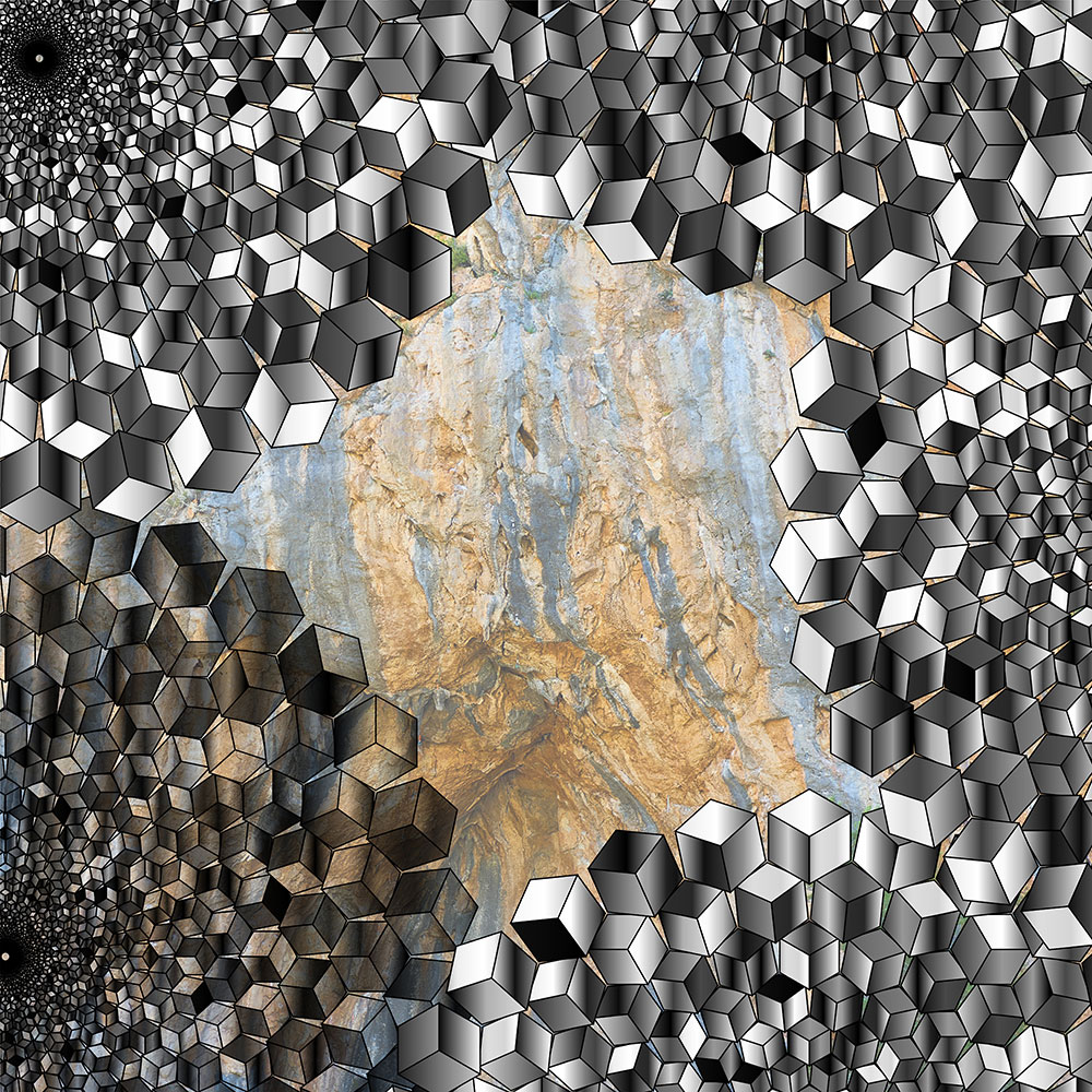 Gravura para Quadros Arte Geomtrica Cubos Estrela - Afi13814