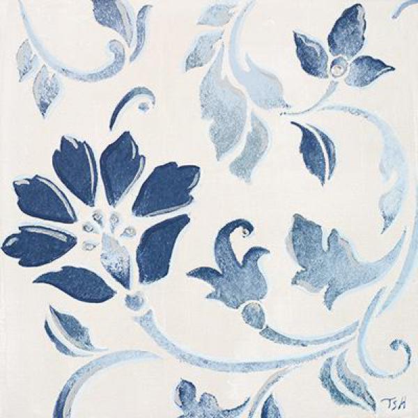 Gravura para Quadros Floral Vintage Azul - 9736-6 - 15x15 Cm