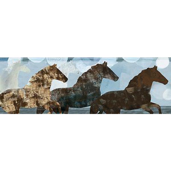 Gravura para Quadros Pintura Abstrata de Cavalos II -  90x30 cm