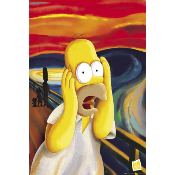 Gravura para Quadros Decorativos Infantil Papai Simpsons Assustado - Fp1334 - 60x90 Cm