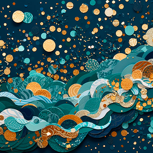 Tela para Quadros Decorativo Abstrato Oceano Temtico Confete I - Afic19648