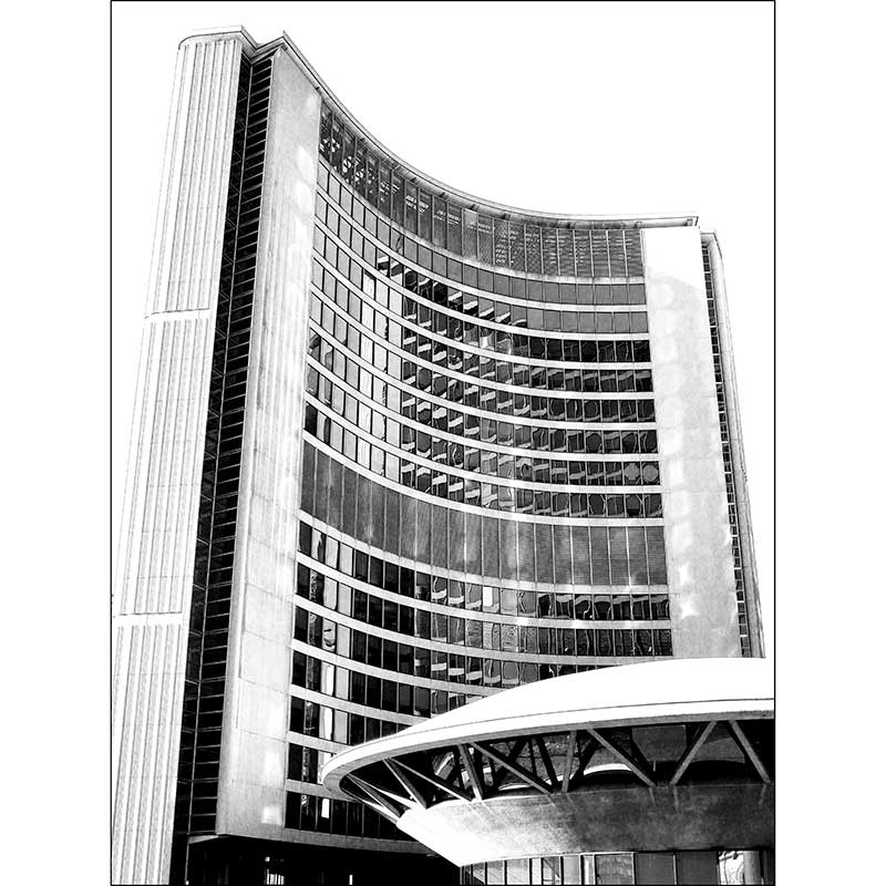 Gravura para Quadros Decorativo Arquitetura Prefeitura Toronto City - Afi16947