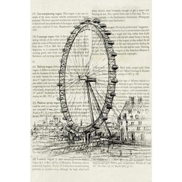Impresso Sobre Tela para Quadros Roda Gigante Millennium Wheel em Londres - Pi7471a - 60x90 Cm