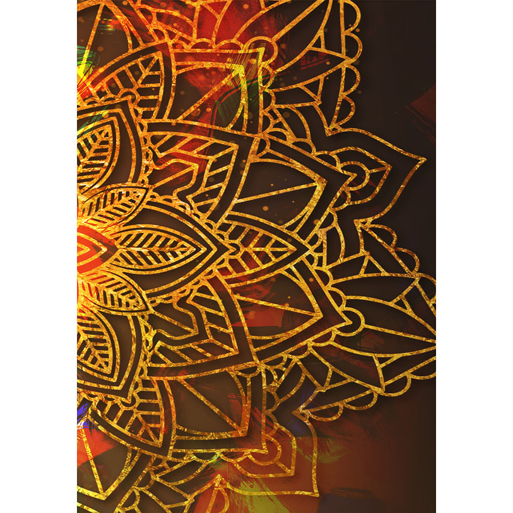 Tela para Quadros Decorativo Mandala Folhas Dourada - Afic13482