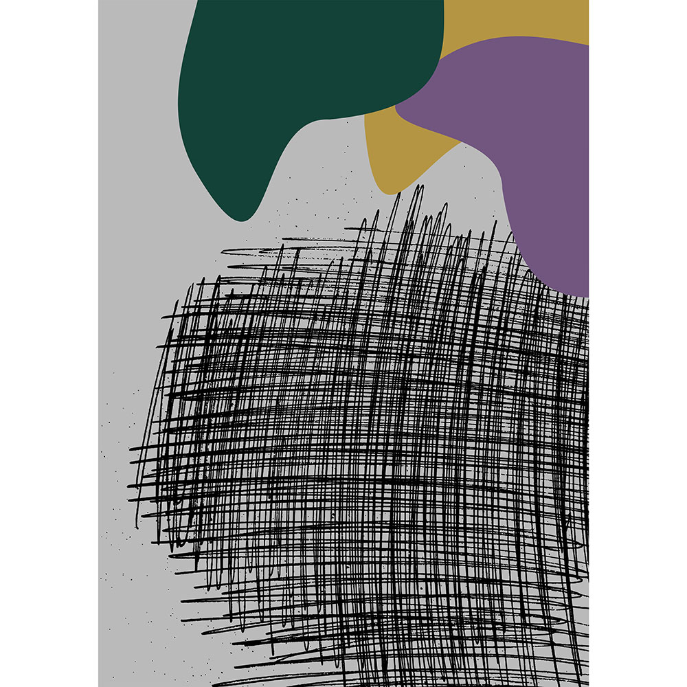 Gravura para Quadros Desenho Abstrato Cores e Linhas Preta - Afi13414
