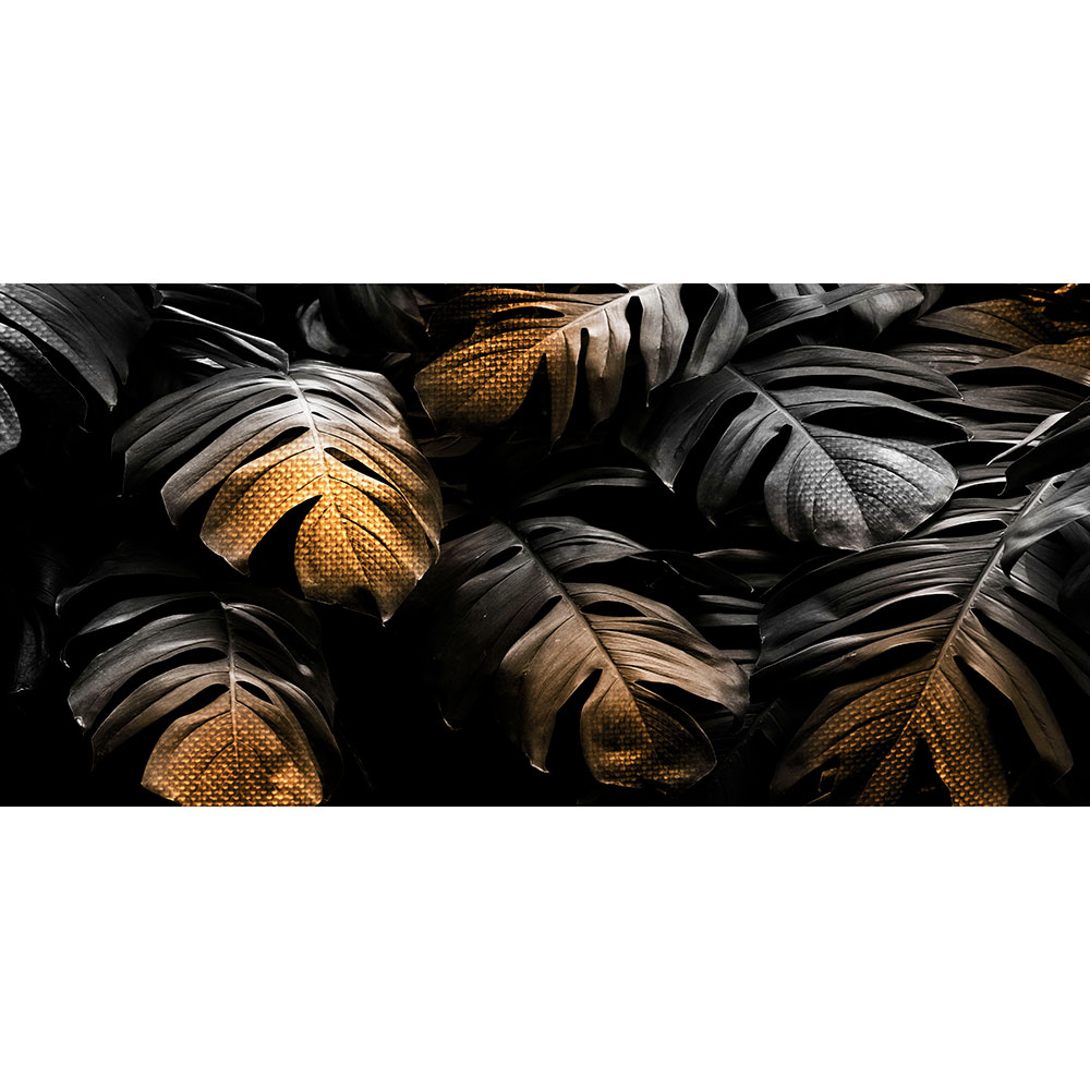 Tela para Quadros Fotografia Noturna Folhas de Imbé Traços Dourados - Afic16000