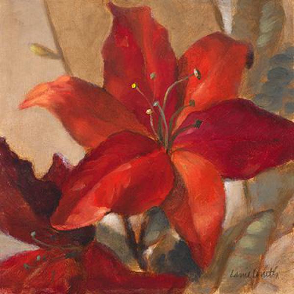 Gravura para Quadros Floral Vermelha - 7145-12 - 30x30 Cm