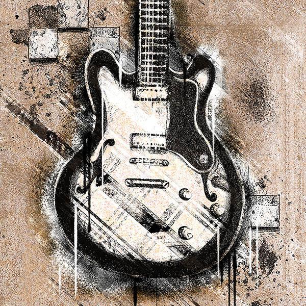 Gravura para Quadros Painel Guitarra - 8888-12 - 30x30 Cm
