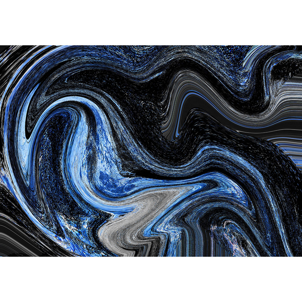 Gravura para Quadros Figura Abstrata Formato de Ondas Azul e Preto - Afi15933