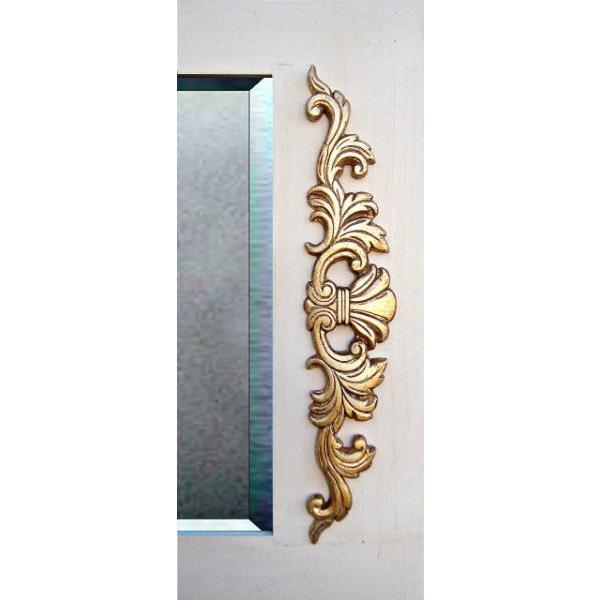 Moldura Decorativa R�stica em Madeira Branca com detalhe em Dourado para Espelhos - ESP. 048