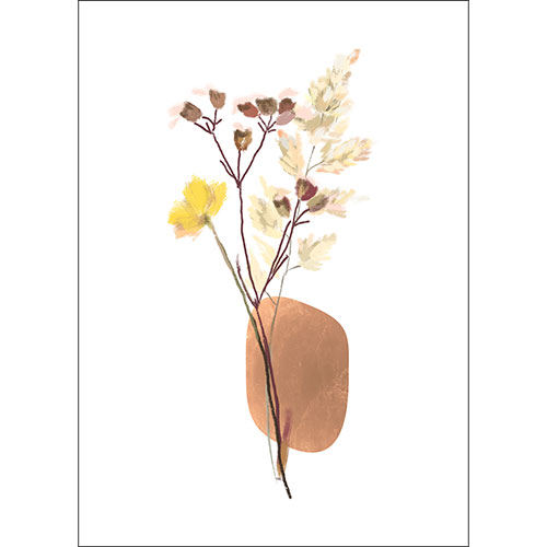 Tela para Quadro Esboço Floral Seca - Afic18151