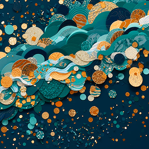 Gravura para Quadros Decorativo Abstrato Oceano Temtico Confete - Afi19647