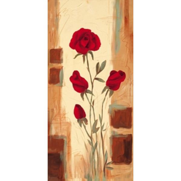 Gravura para Quadros Painel Rosas Vermelhas - Dn327 - 30x70 Cm