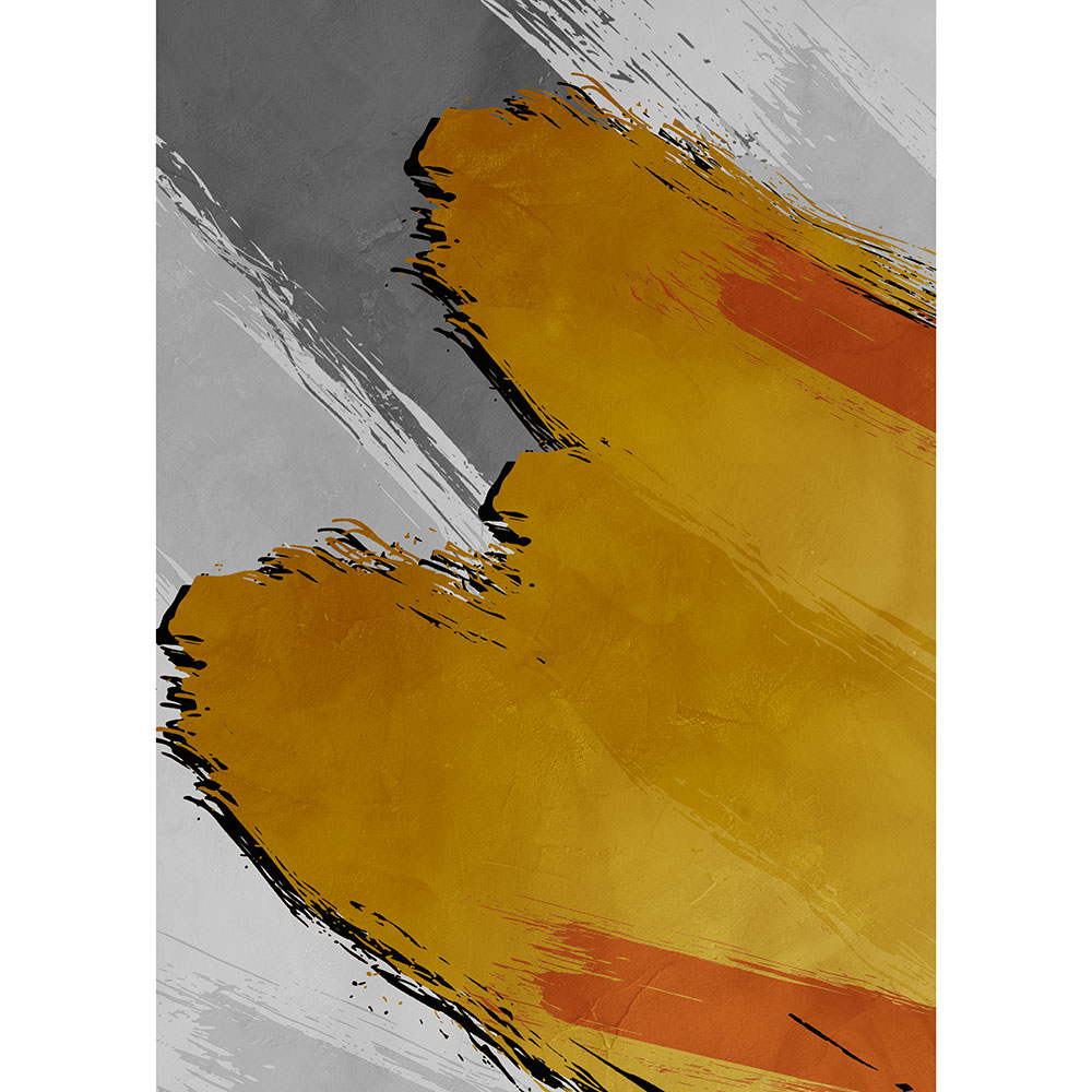 Gravura para Quadros Abstrato Cores Amarela e Cinza - Afi12794