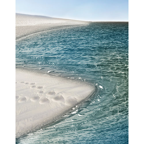 Gravura para Quadros Paisagem Lagoa Pegada Na Areia - Afi20019
