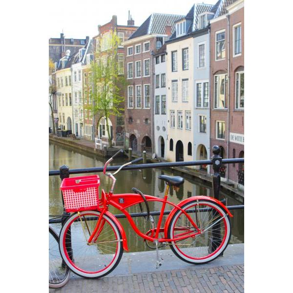 Impressão em Tela para Quadros Bicicleta Vermelha em Cima Ponte - Afic1290
