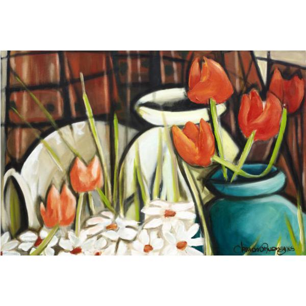 Gravura para Quadros Decorativo Placa Floral - Cr117 - 90x60 Cm
