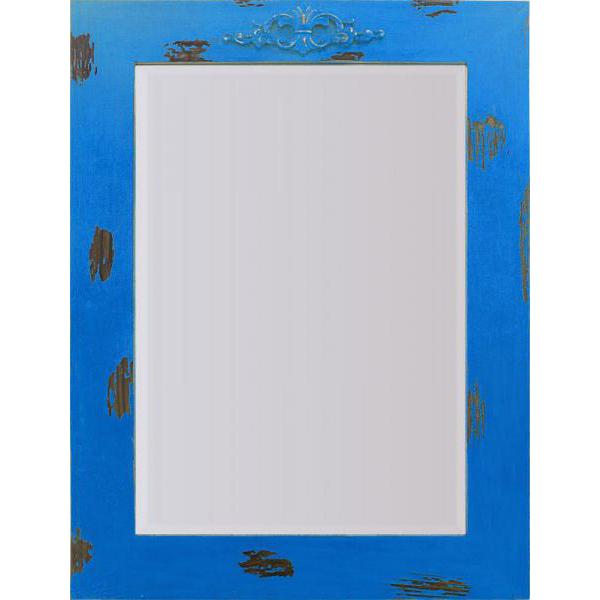 Moldura Decorativa Rstica Madeira Envelhecida Pintura Azul para Espelhos - Esp.090