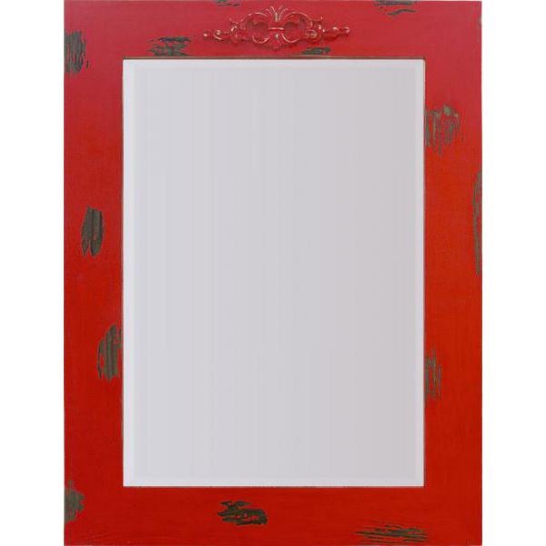 Moldura Decorativa Rstica Madeira Envelhecida Pintura Vermelho para Espelhos - Esp.092