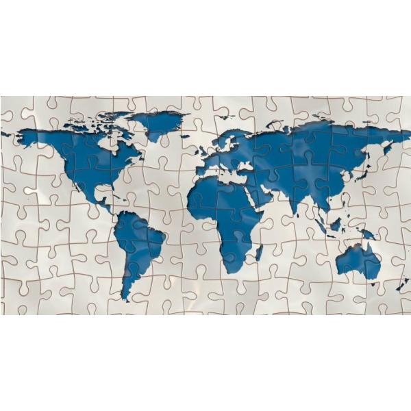 Impressão em Tela para Quadros Mapa Mundo Jogo de Quebra-cabeça - Afic4308