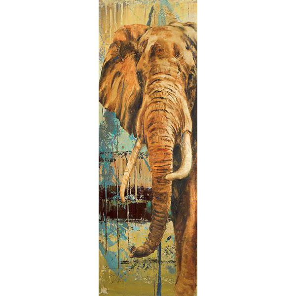 Gravura para Quadros Elefante em Pintura Abstrata 30x90 cm