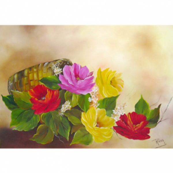 Pintura em Painel Floral R008 - 130x80cm