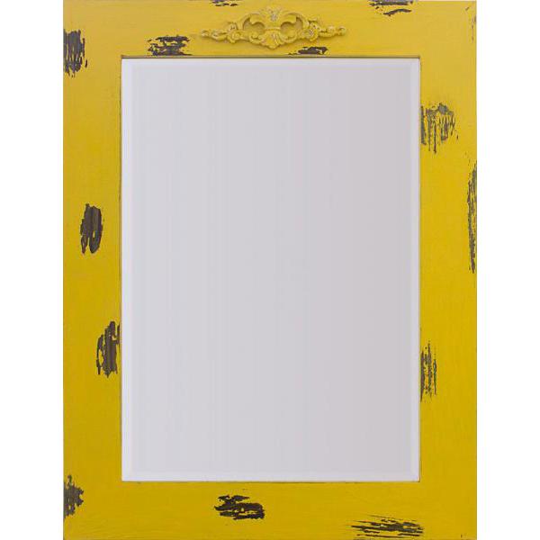 Moldura Decorativa Rstica Madeira Envelhecida Pintura Amarela para Espelhos - Esp.089