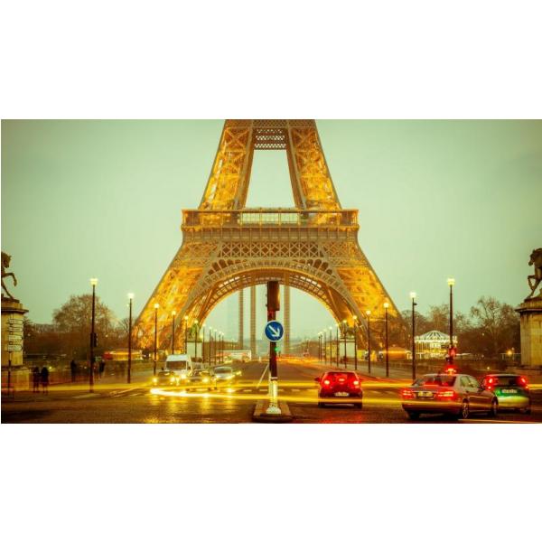 Impresso em Tela para Quadros Eiffel Tower Paris - Afic1825 - 66x37 Cm
