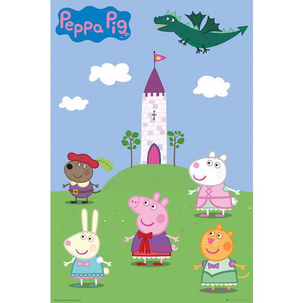 Gravura para Quadros Infantil Turma da Peppa Pig - Fp3730 - 60x90 Cm