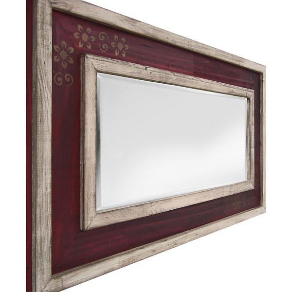 Moldura Decorativa R�stica Vermelho e Branco Efeito Envelhecido para Espelhos - ESP.004