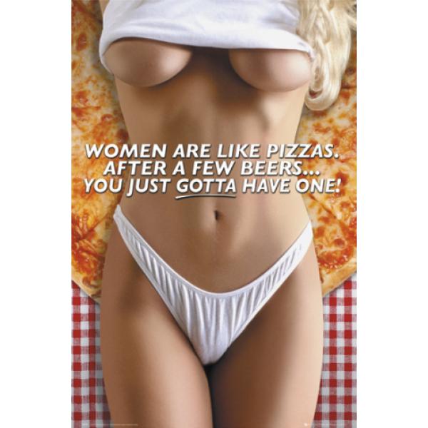 Gravura para Quadros Mulher Sensualizando Na Propaganda Pizza - Gn0267 - 60x90 Cm