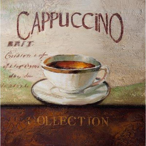 Impressão Sobre Tela para Quadros Xícara de Café Cappuccino - Pi100644a - 50x50 Cm