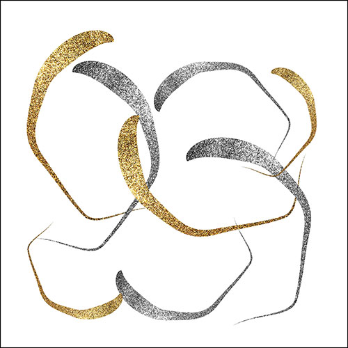 Gravura para Quadros Abstrato Traços Prata e Dourado - Afi17605
