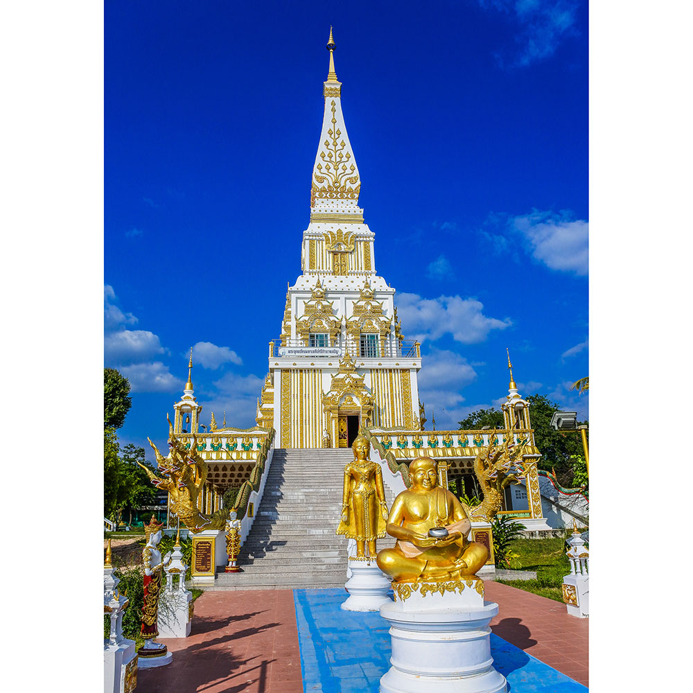 Tela para Quadros Arquitetura Templo Dourado e Branco Buda - Afic13546 - 70x100 Cm