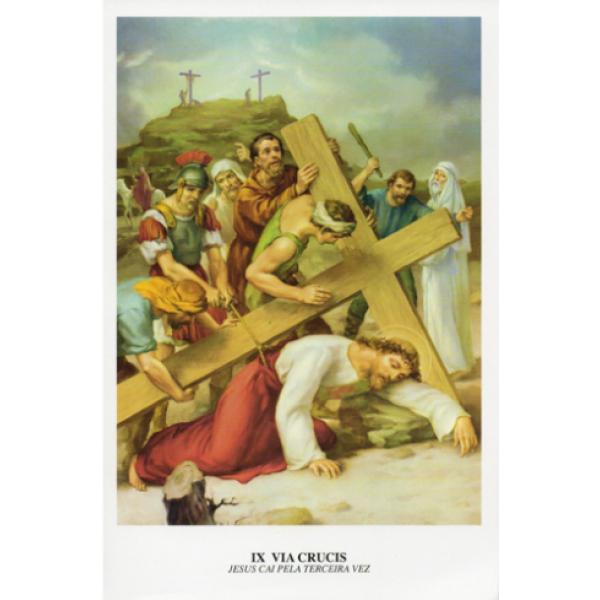Gravura para Quadros Religioso Jesus Cado com Cruz - Viacrucisix Unidade