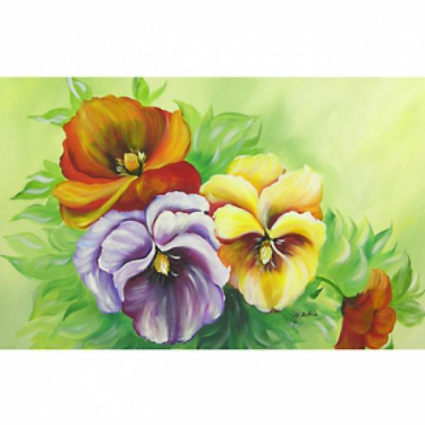 Pintura em Painel Floral Tg818 - 110x70 Cm