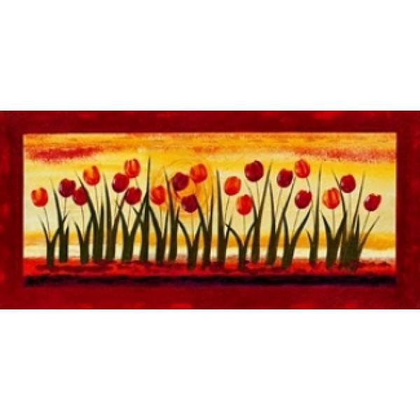 Gravura para Quadros Painel Floral Tulipas - Dn236 - 70x30 Cm
