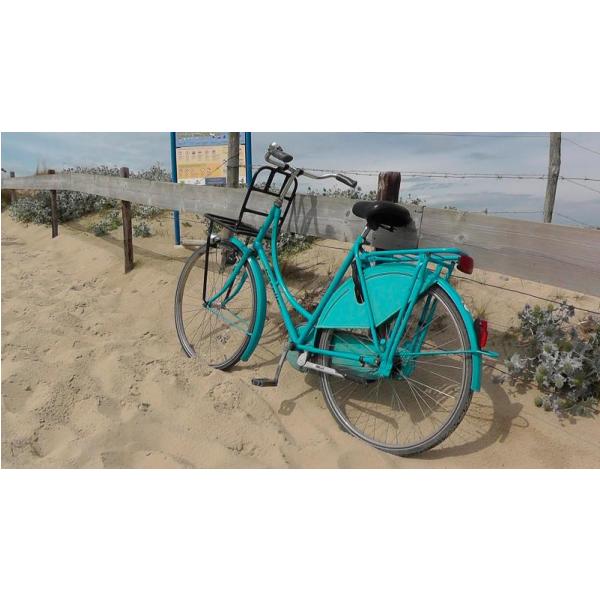 Gravura para Quadros Bicicleta Azul Na Areia da Praia - Afi1304 - 66x37 Cm