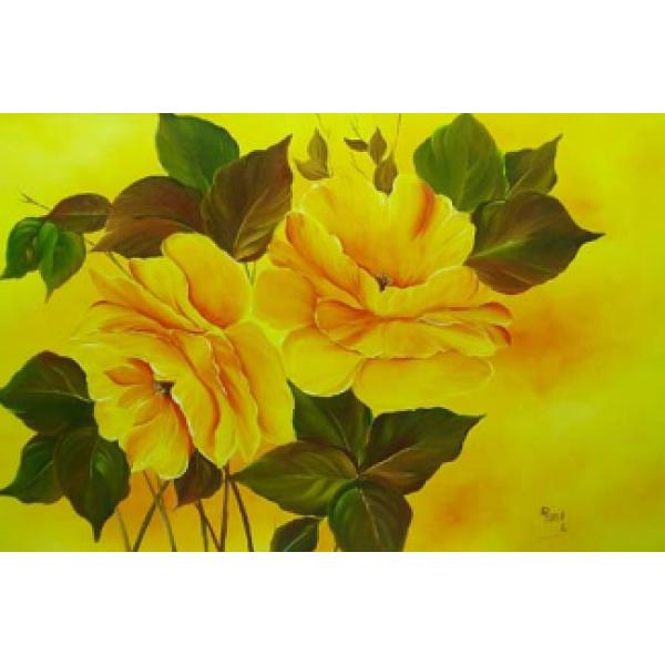 Pintura em Painel Floral R071 - 130X80 CM