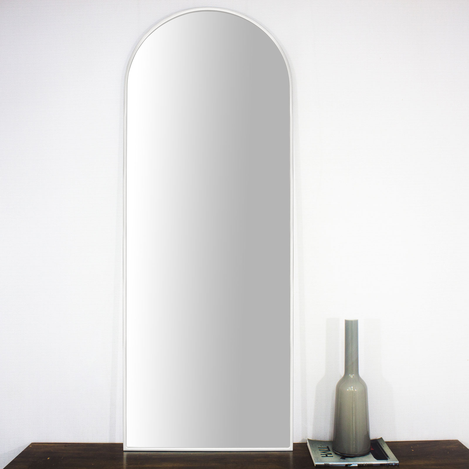 Moldura Semi Oval Janela Mdf Laqueada Branco Brilho para Espelhos Vrias Medidas