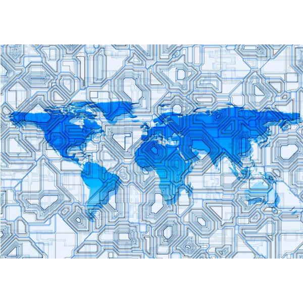 Impressão em Tela para Quadros Mapa Azul Mundi - Afic4275