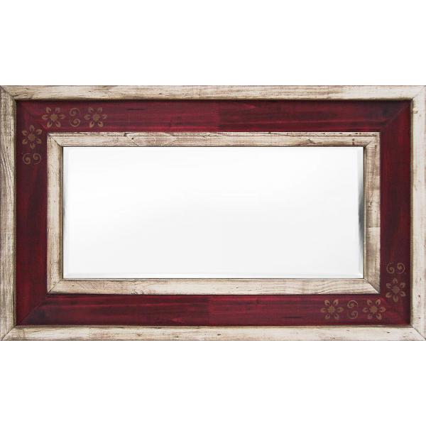 Moldura Decorativa Rstica Vermelho e Branco Efeito Envelhecido para Espelhos - ESP.004