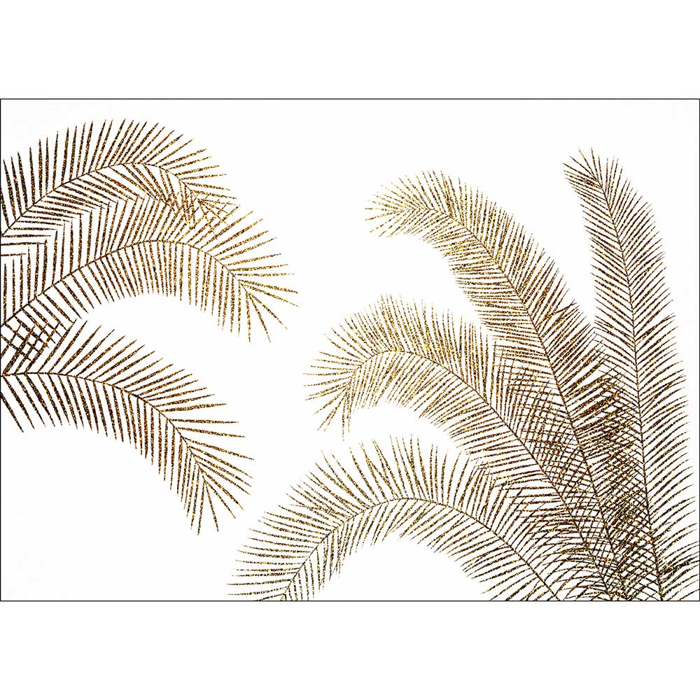 Tela para Quadros Desenho Ilustrativo Folhas Palmeira Dourada - Afic14936