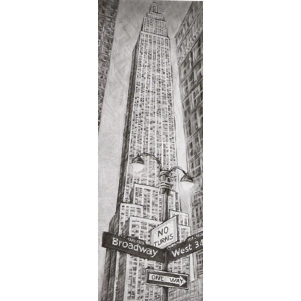 Gravura para Quadros Decorativos Cidade Empire State Building - Ncn4711 - 30x90 Cm